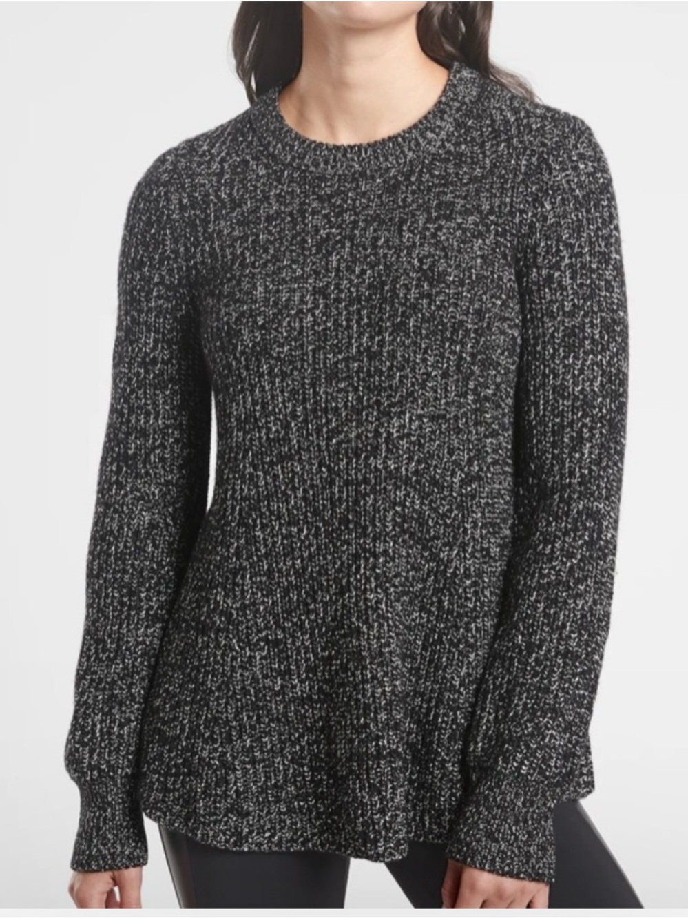 Athleta Heathered Charcoal Crewneck Sweater Wool Blend